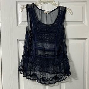 Navy mesh tank top from Anthropologie-brand Lilka
